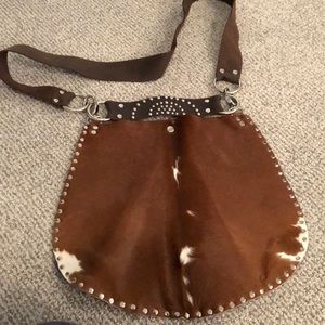 Calf Hair and Leather Crossbody Purse